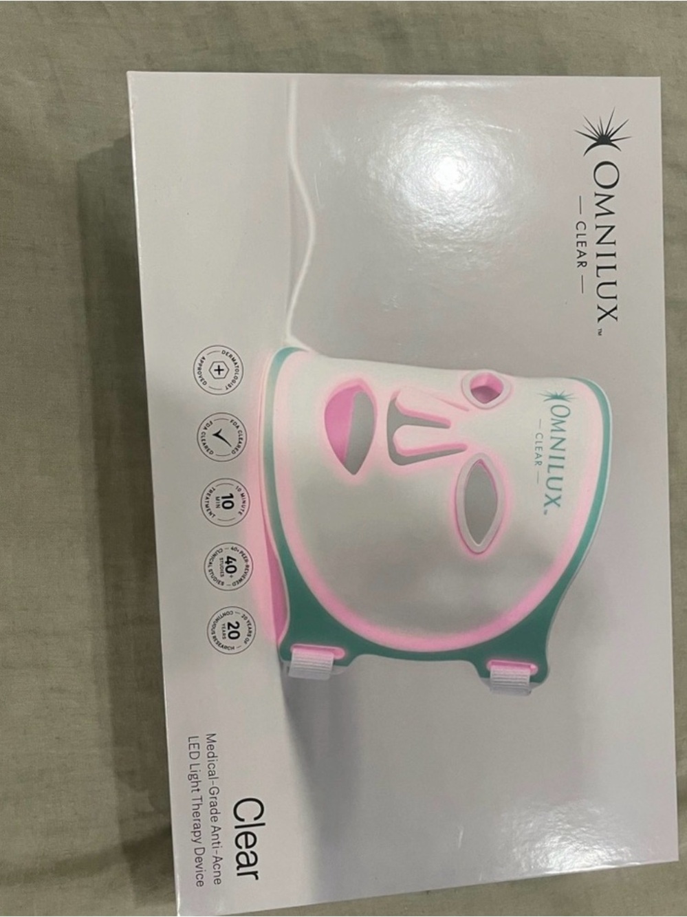 Clear LED Light Therapy Mask - Pink/Teal